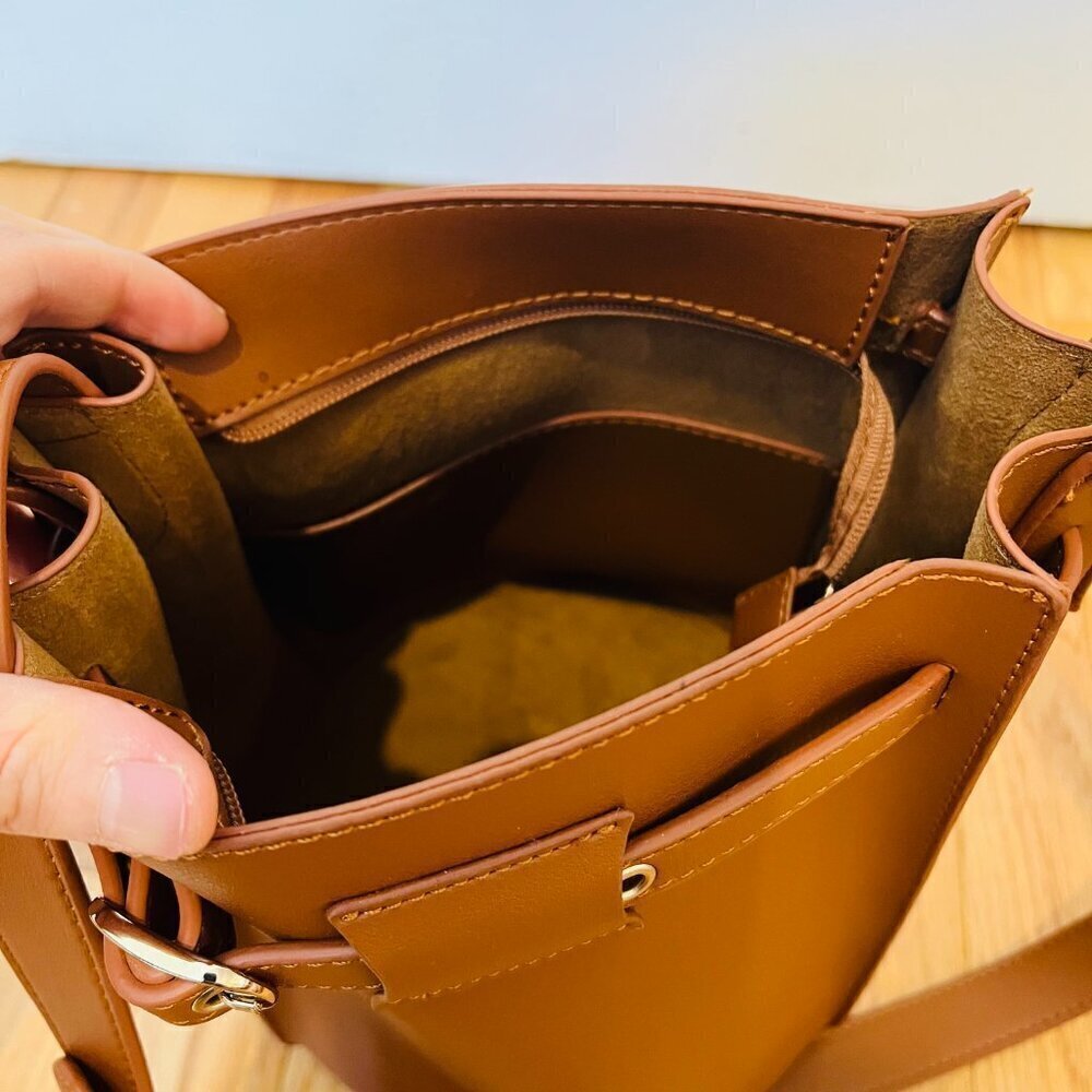 KATIE Q Celine Style Bucket Bag Leather Brown BRAND NEW - Picture 7 of 16